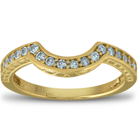 1/5 Ct Diamond Curved Wedding Engagement Ring Enhancer Band 14k Yellow Gold