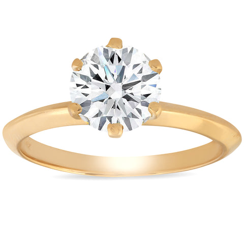 1 1/4 Ct Diamond Solitaire Engagement Ring 14k Yellow Gold Enhanced