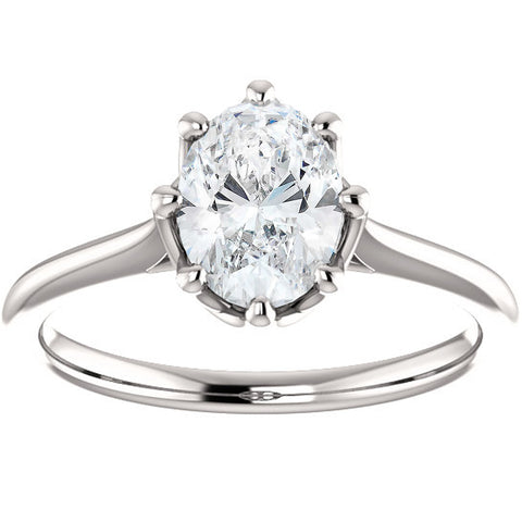 G/SI 1 Ct Oval Diamond 8-Prong Solitaire Engagement Ring 14k White Gold Enhanced