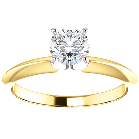 5/8 Ct Diamond Solitaire Round Cut Engagement Ring Two Tone 14k Yellow Gold