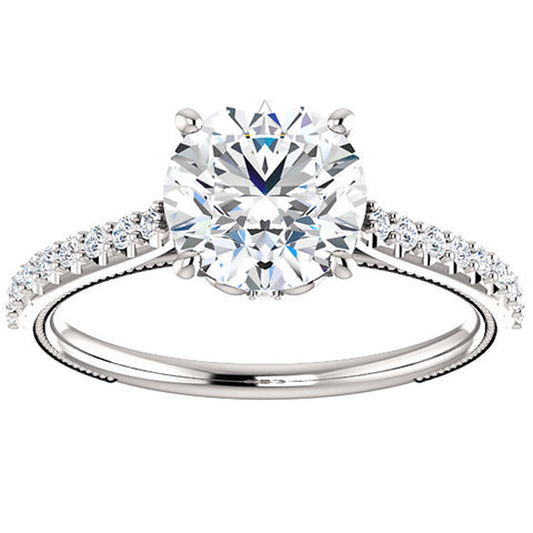 SI/G 2 Ct Diamond Engagement Ring 14k White Gold Single Row Accent Enhanced