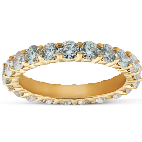 H/SI 1.40 Ct TDW Diamond Eternity Ring Shared Prong Anniversary Band Yellow Gold