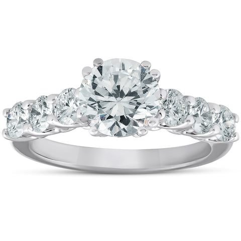 G/SI 2 Ct Diamond Engagement Ring (1Ct Center) 14k White Gold Enhanced