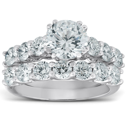 G/SI 3 Ct Diamond Engagement Wedding Ring Set 1ct Center 14k White Gold Enhanced
