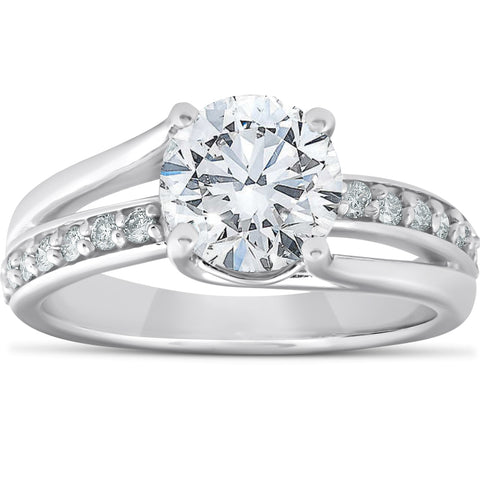 2 1/4 Ct Round Diamond Engagement Twist Ring 14k White Gold Enhanced