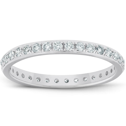 1/2ct Diamond Wedding Ring Womens Eternity Band 10k White Gold