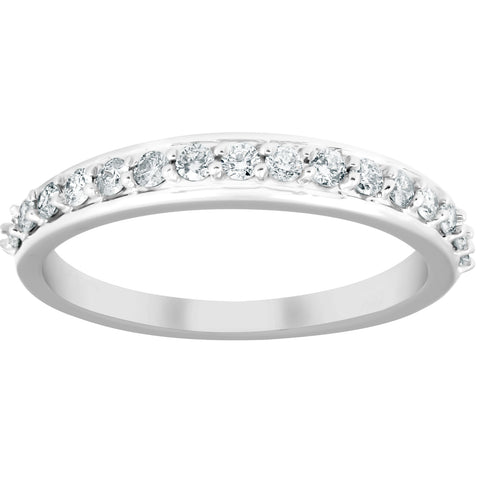 1/3Ct Diamond Wedding Ring 14k White Gold Womens 16 Stone Band