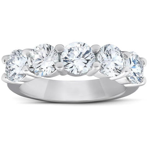 2 3/4 Ct Five Stone Diamond Wedding Ring 14k White Gold