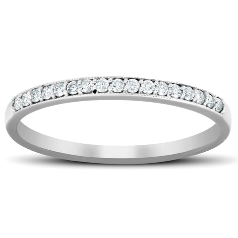 1/5 Ct Diamond Wedding Ring 14k White Gold Stackable Anniverary Band