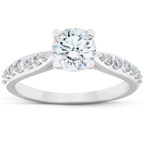G/SI 1.50Ct Diamond Diamond Engagement Classis Ring 14k White Gold Enhanced