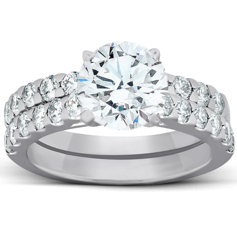 2.27Ct Diamond Engagement Matching Wedding Ring Set 14k White Gold Lab Grown