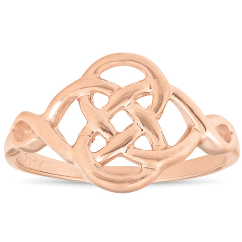 Solid 14k Rose Gold Celtic Handmade Womens Ring