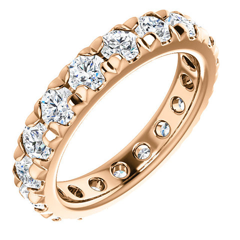 3.60 Diamond Pave Set Eternity Wedding Ring 14k Rose Gold