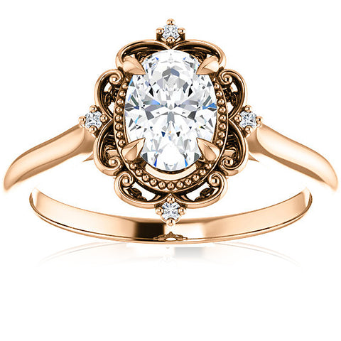 1 Ct Oval Diamond Engagement Ring G/SI 14k Rose Gold Enhanced