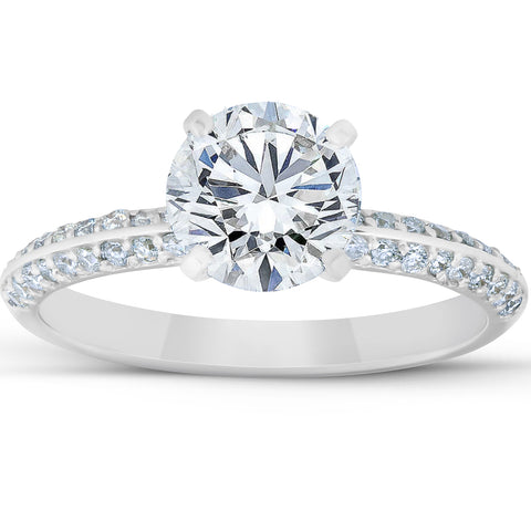 2 Ct Diamond Pave Engagement Ring G/SI 14k White Gold Enhanced