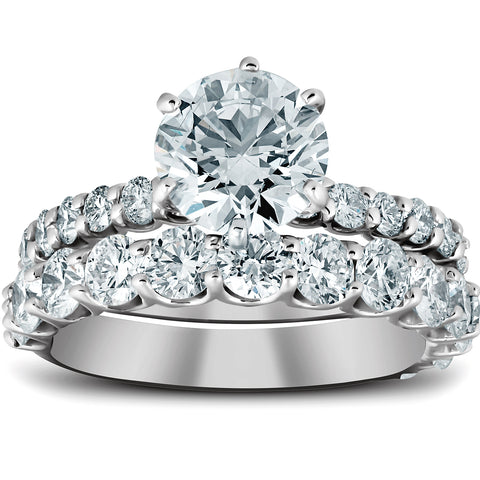 3 Ct Round Cut Diamond Engagement Wedding Ring Set G/SI 14k White Gold Enhanced
