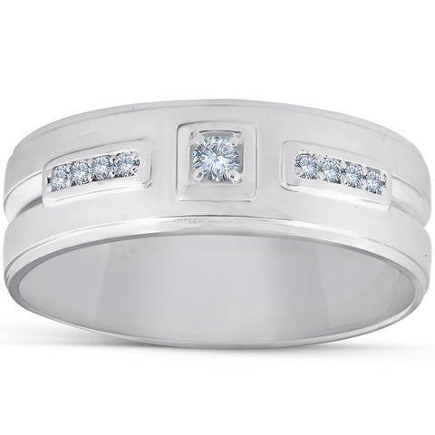 1/4 Ct Diamond Mens Wedding Band High Polished 7mm Ring