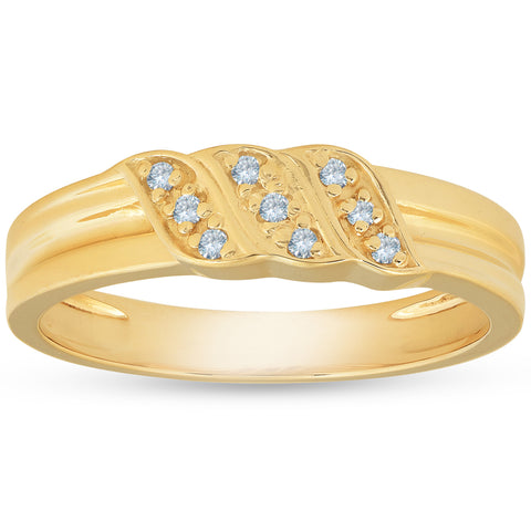 Mens 10k Yellow Gold Diamond Ring Anniversary Wedding Band