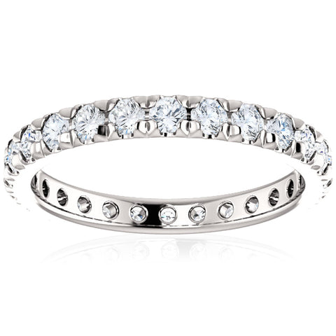 SI/G 1 Ct Diamond Wedding Eternity Ring Lab Grown 14k White Gold