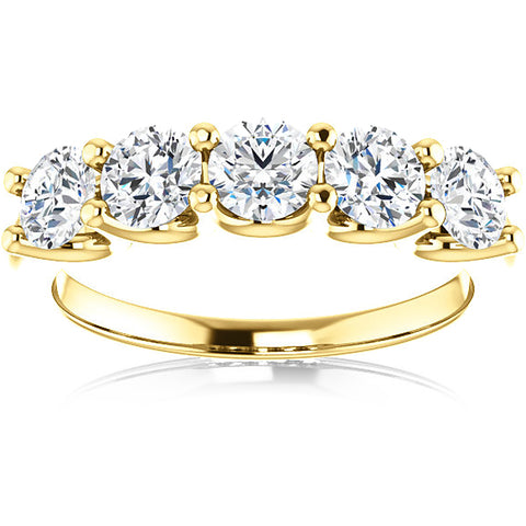 VS 2 Ct Diamond Five Stone Wedding Ring 14k Yellow Gold EX3 Lab Grown