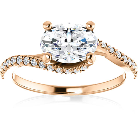 H/SI 1 1/4 Oval Diamond (1ct center) Engagement Ring 14k Rose Gold Enhanced