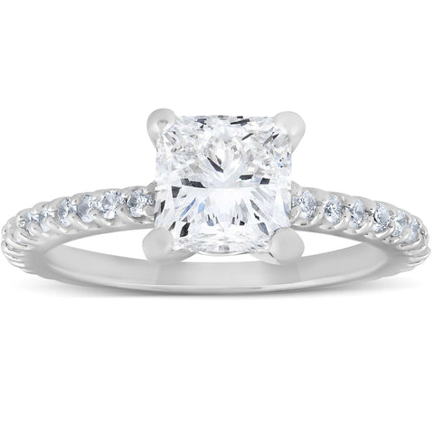 I/SI 2Ct Diamond Engagement Ring Princess Cut 1.50 ct center White Gold Enhanced