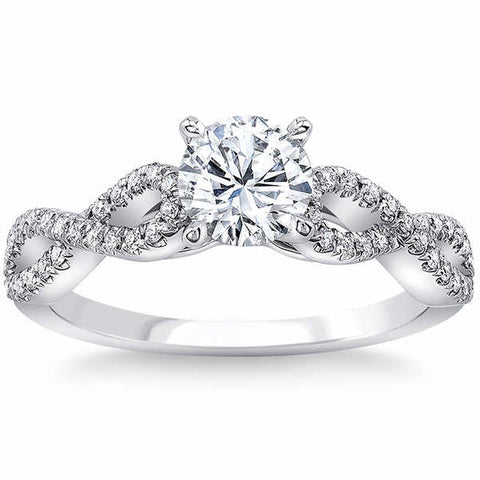 G/SI Diamond Engagement Ring 1 1/2 Ct (1ct center) Infinity Twist 14k White Gold