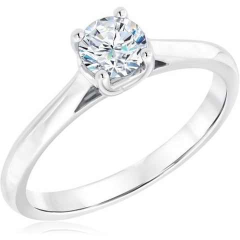 1/2Ct Round Diamond Solitaire Engagement Ring 10k White Gold