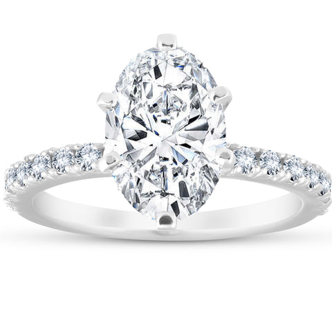 3 Ct Oval Diamond Engagement Ring (2 1/2ct center) 14k White Gold