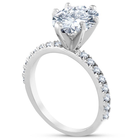3 Ct Oval Diamond Engagement Ring (2 1/2ct center) 14k White Gold