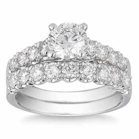 3 1/2 Ct Diamond Engagement Wedding Ring Set White Gold Enhanced