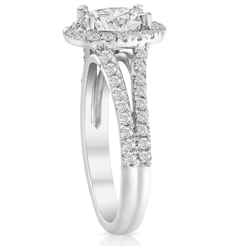 1.75Ct Diamond & Oval Moissanite Engagement Wedding Ring Set 14k White Gold