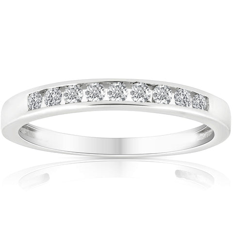 1/4 Ct Diamond Channel Set Wedding Ring 10k White Gold