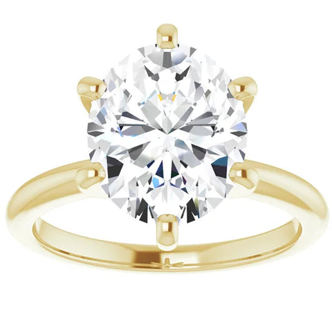VVS 3Ct Oval Moissanite Solitaire Engagement Ring 14k Yellow Gold
