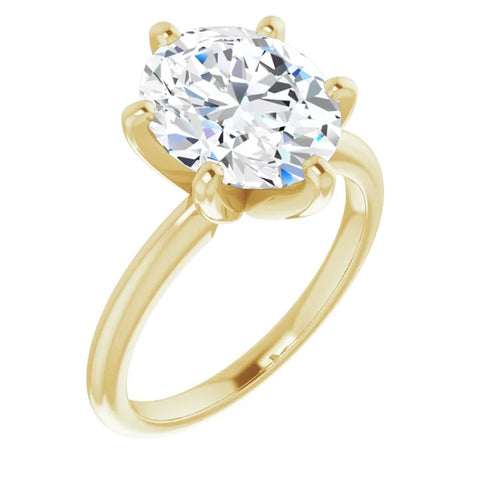 3 Ct Oval Moissanite Solitaire Engagement Ring 14k Yellow Gold