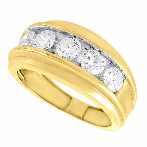 2 Ct Mens Diamond Wedding Ring 10k Yellow Gold