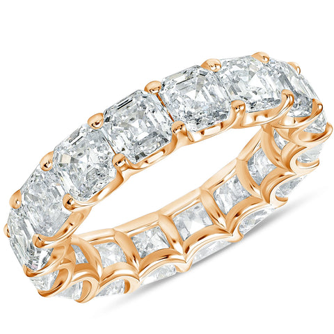 G/VS 10.50 Ct Asscher Cut Moissanite Eternity Ring Wedding Band 10k Gold