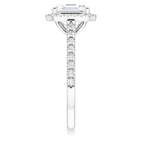 G/VS 4.50Ct Asscher Cut Moissanite & Diamond Halo Engagement Ring in 10k Gold