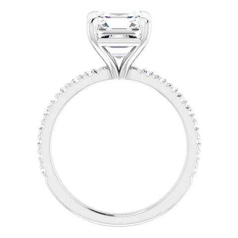 G/VS 5.33Ct Asscher Cut & Diamond Engagement Ring in White, Yellow, or Rose Gold