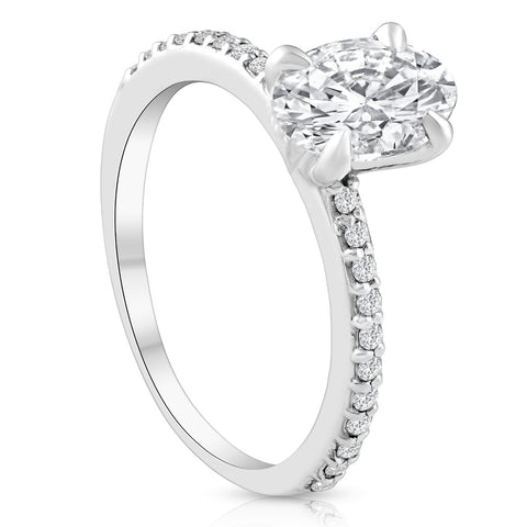 VS 1.50Ct Oval Lab Diamond Engagement Ring 14k White Gold