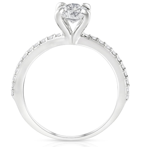 1 1/2 Ct Oval Diamond Engagement Ring 14k White Gold With Sidestones
