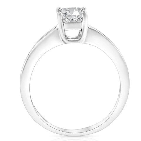 1Ct Asscher Cut Moissanite & Princess Cut Diamond Engagement Ring 14k White Gold