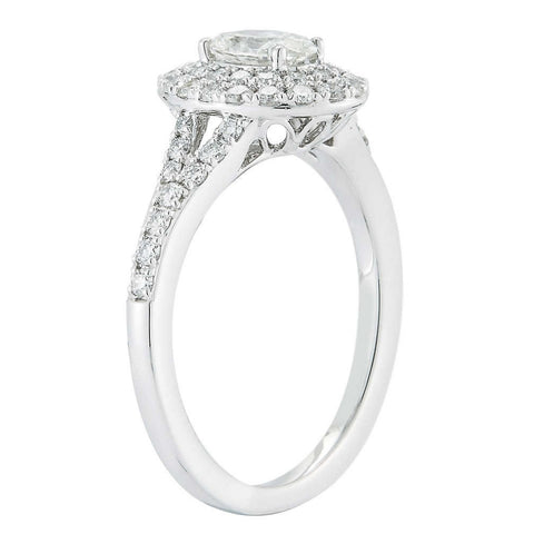 1 Ct Lab Grown Oval Diamond Halo Engagement Ring 14k White Gold