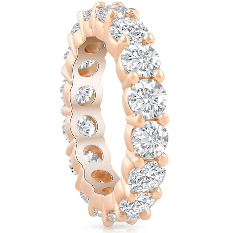 4Ct Diamond Eternity Wedding Ring Lab Grown Diamond 14k Rose Gold