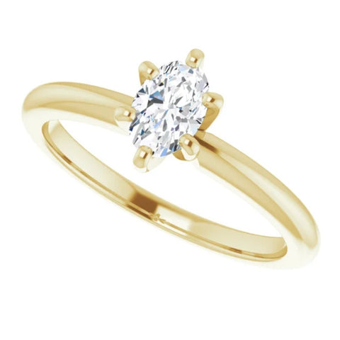 G/SI .33Ct Oval Lab Grown Diamond Solitaire Engagement Ring 14k Yellow Gold