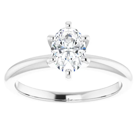 VS 1/2 Ct Oval Solitaire Diamond Engagement Ring Lab Grown White or Yellow Gold