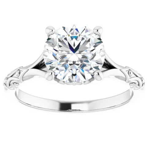 VS 3Ct Moissanite Vintage Engagement Solitaire Ring White Yellow or Rose Gold