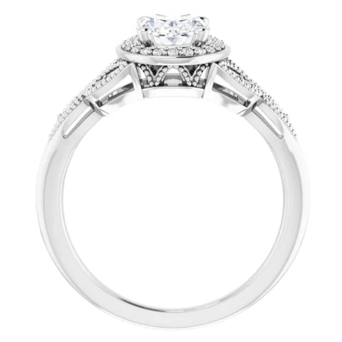 VS 1.30 Ct Oval Diamond Vintage Halo Engagement Ring 14k White Gold Lab Grown