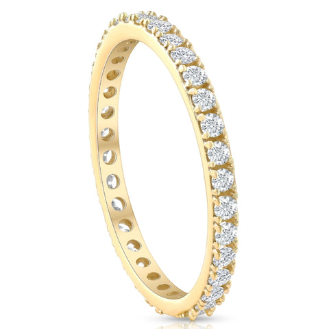 1/2 Ct Real Diamond Eternity Ring Yellow Gold Women's Stackable Anniversary Band