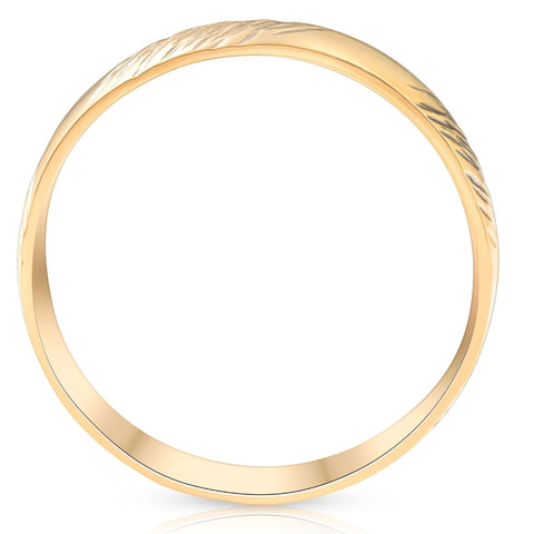 14k Yellow Gold Mens 6mm Hand Etched Wedding Anniversary Band